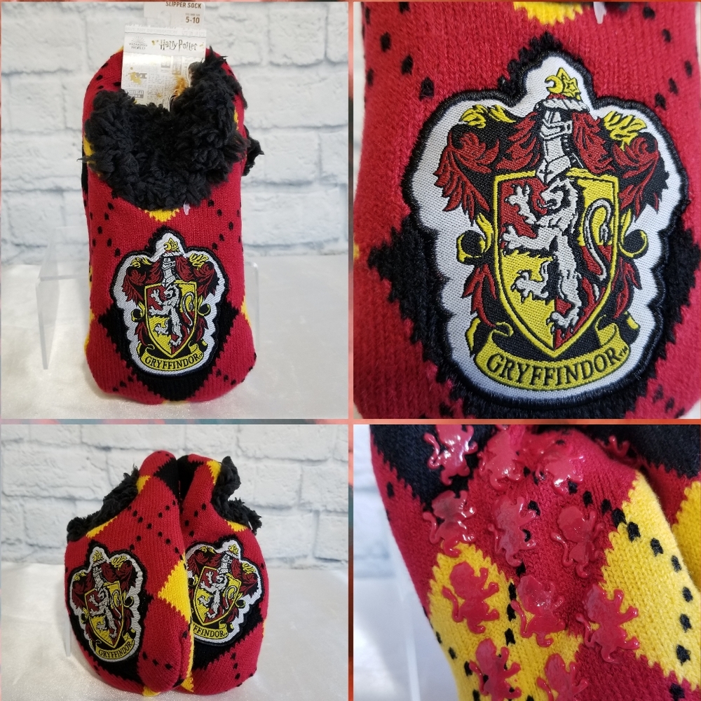 Harry Potter Gryffindor House Hogwarts Knitted Slipper Socks New
